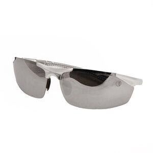 Vintage Alfa Romeo Silver Grey Chrome Metallic Moto Racing Sunglasses Glasses